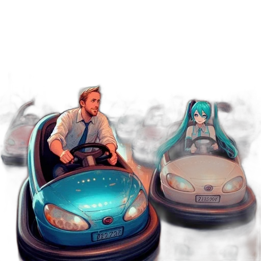 car, concept art, 3d render, anime, vaporwave, underwater, outer space, neon lights transparent PNG cut-out