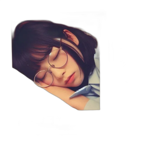 face, photorealistic, anime, pixel art, 3d render, young, woman, glasses transparent PNG cut-out