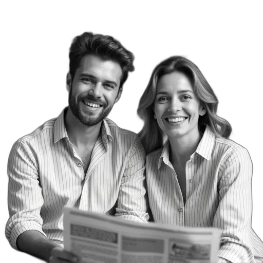furniture, staff, photorealistic, black, white, photograph, man, woman transparent PNG cut-out