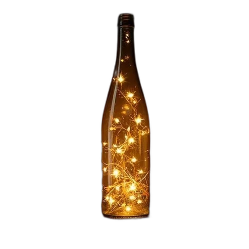 bottle, golden, wine, lights transparent PNG cut-out