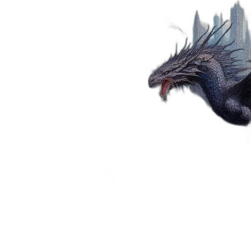 dragon, animal, creature, weapon, concept art, fantasy art, photorealistic, 3d render transparent PNG cut-out