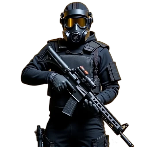 weapon, staff, mask, robot, concept art, 3d render, cyberpunk, pixel art transparent PNG cut-out