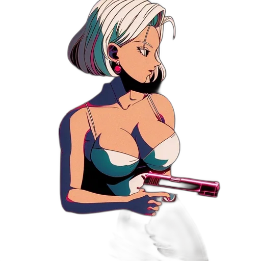 weapon, dress, staff, cartoon, cyberpunk, anime, concept art, pastel transparent PNG cut-out