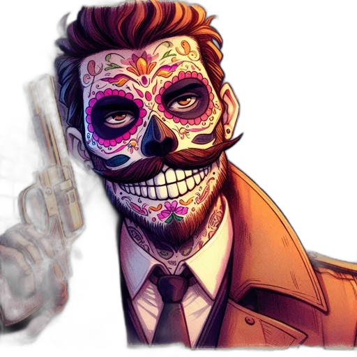 mask, concept art, comic book art, pixel art, cartoon, colorful, image, shows transparent PNG cut-out