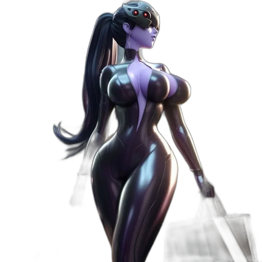 robot, dress, staff, concept art, 3d render, cyberpunk, fantasy art, dark transparent PNG cut-out