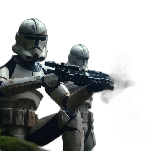 weapon, concept art, 3d render, clone, troopers, armed, armor, rifles transparent PNG cut-out