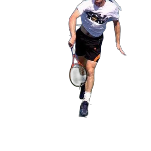 staff, photorealistic, man, white, shirt, black, shorts, playing transparent PNG cut-out