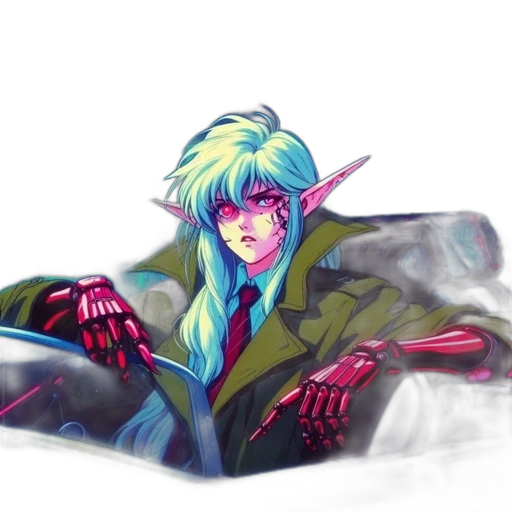 dragon, jacket, fantasy art, concept art, cyberpunk, anime, neon lights, neon transparent PNG cut-out