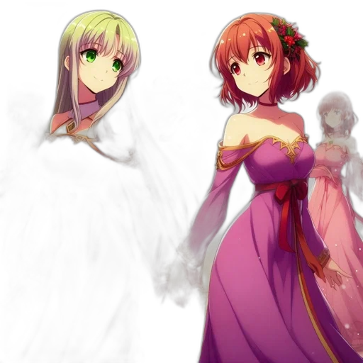dress, concept art, anime, fantasy art, pixel art, snow, red, colorful transparent PNG cut-out