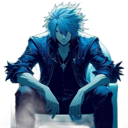 jacket, robot, concept art, comic book art, pixel art, anime, neon lights, blue transparent PNG cut-out