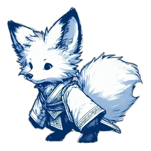 staff, animal, jacket, concept art, fantasy art, pixel art, watercolor, blue transparent PNG cut-out