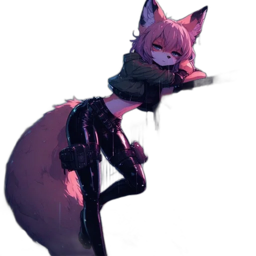 creature, staff, animal, jacket, concept art, pixel art, cyberpunk, watercolor transparent PNG cut-out