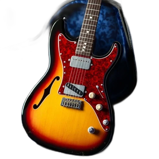 weapon, photorealistic, 3d render, concept art, cartoon, guitar, sunburst, pattern transparent PNG cut-out