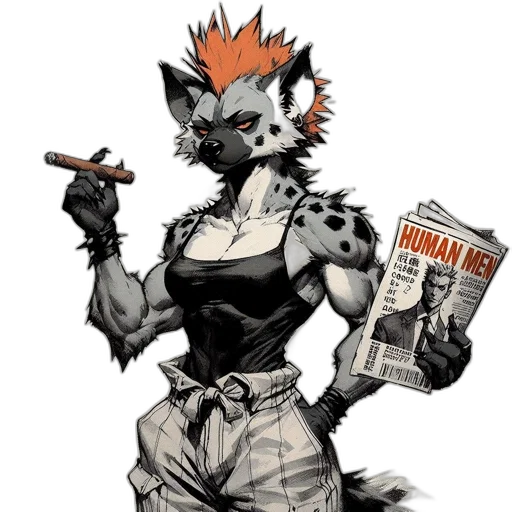 animal, weapon, comic book art, concept art, cyberpunk, cartoon, anthropomorphic, creature transparent PNG cut-out