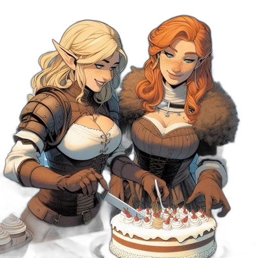 comic book art, concept art, fantasy art, pixel art, fire, two, animated, females transparent PNG cut-out