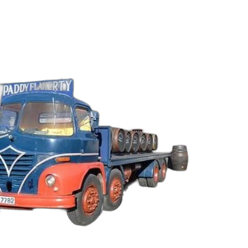 car, 3d render, concept art, vintage, truck, barrels, flatbed, parked transparent PNG cut-out