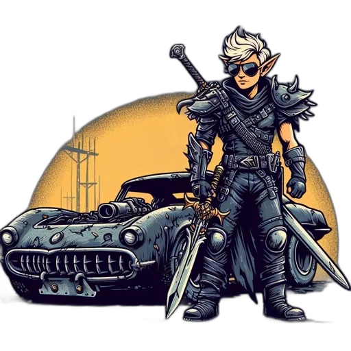 car, weapon, dragon, sword, comic book art, concept art, cyberpunk, fantasy art transparent PNG cut-out