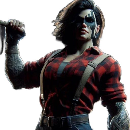 jacket, comic book art, concept art, fantasy art, cyberpunk, rugged-looking, female, character transparent PNG cut-out