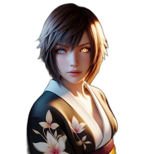 face, flower, dress, staff, fantasy art, concept art, photorealistic, pixel art transparent PNG cut-out
