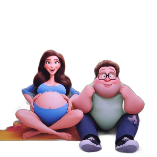 concept art, cartoon, 3d render, photorealistic, promotional, poster, duff, pregnant transparent PNG cut-out