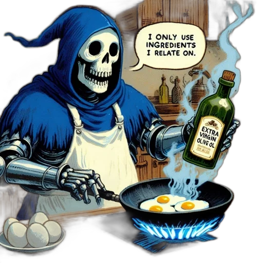 food, robot, mask, comic book art, concept art, pixel art, fire, blue transparent PNG cut-out