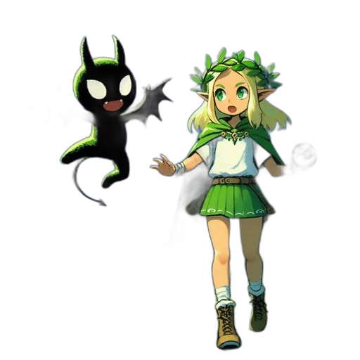 staff, creature, mask, pixel art, concept art, fantasy art, 3d render, green transparent PNG cut-out