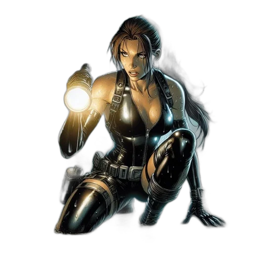 weapon, robot, comic book art, concept art, cyberpunk, fantasy art, dimly, lit transparent PNG cut-out
