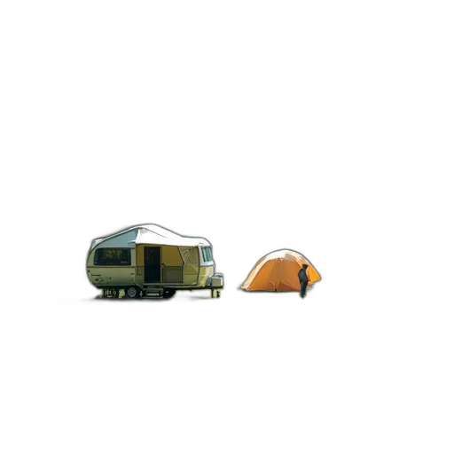 3d render, earth tones, serene, scene, camping, area, tent, small transparent PNG cut-out