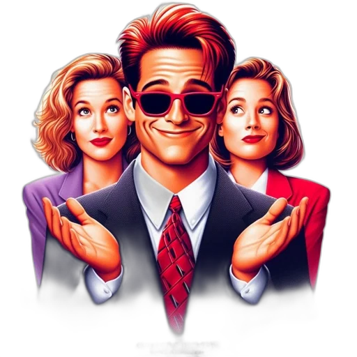 poster, attractive, inlove, man, red, hair, suit, gazes transparent PNG cut-out