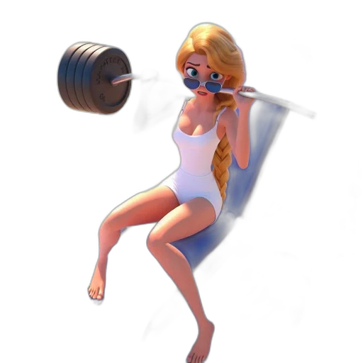 weapon, concept art, pixel art, cartoon, 3d render, animated, woman, white transparent PNG cut-out