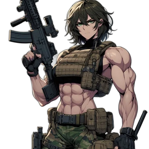 weapon, pixel art, anime, concept art, comic book art, armed, female, character transparent PNG cut-out