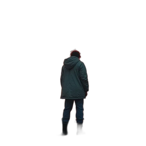 jacket, umbrella, staff, robot, 3d render, concept art, pixel art, cyberpunk transparent PNG cut-out