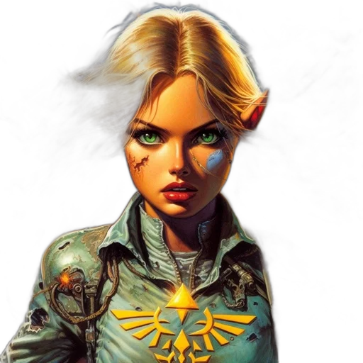 face, comic book art, concept art, fantasy art, photorealistic, golden, woman, distinctive transparent PNG cut-out