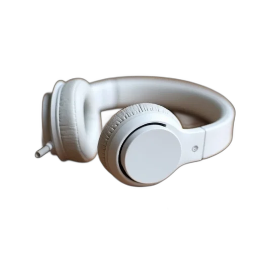 jewelry, 3d render, pair, white, headphones, earphone, cable, wooden transparent PNG cut-out