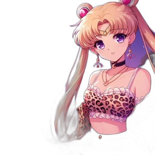 staff, dress, weapon, animal, anime, pixel art, vaporwave, cartoon transparent PNG cut-out