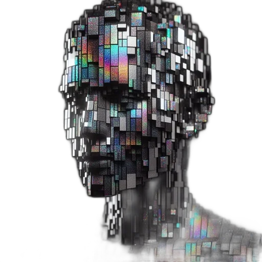 robot, face, jewelry, crown, cyberpunk, 3d render, pixel art, vaporwave transparent PNG cut-out