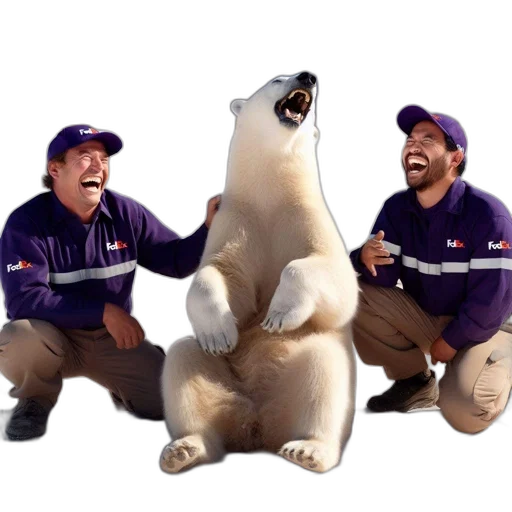 staff, animal, creature, fire, two, men, fedex, uniforms transparent PNG cut-out