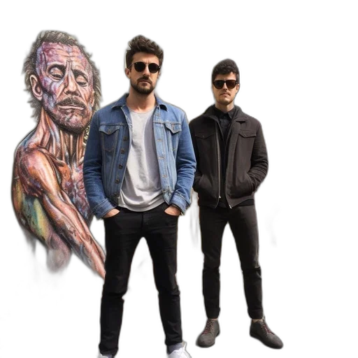 jacket, face, photorealistic, concept art, cartoon, watercolor, two, men transparent PNG cut-out