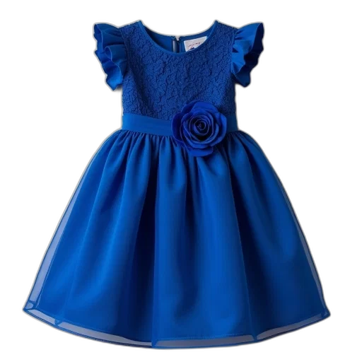 dress, blue, girl, flower, sleeves, royal, years transparent PNG cut-out