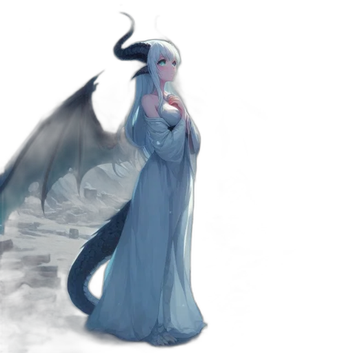 dragon, dress, creature, fantasy art, concept art, pixel art, watercolor, snow transparent PNG cut-out