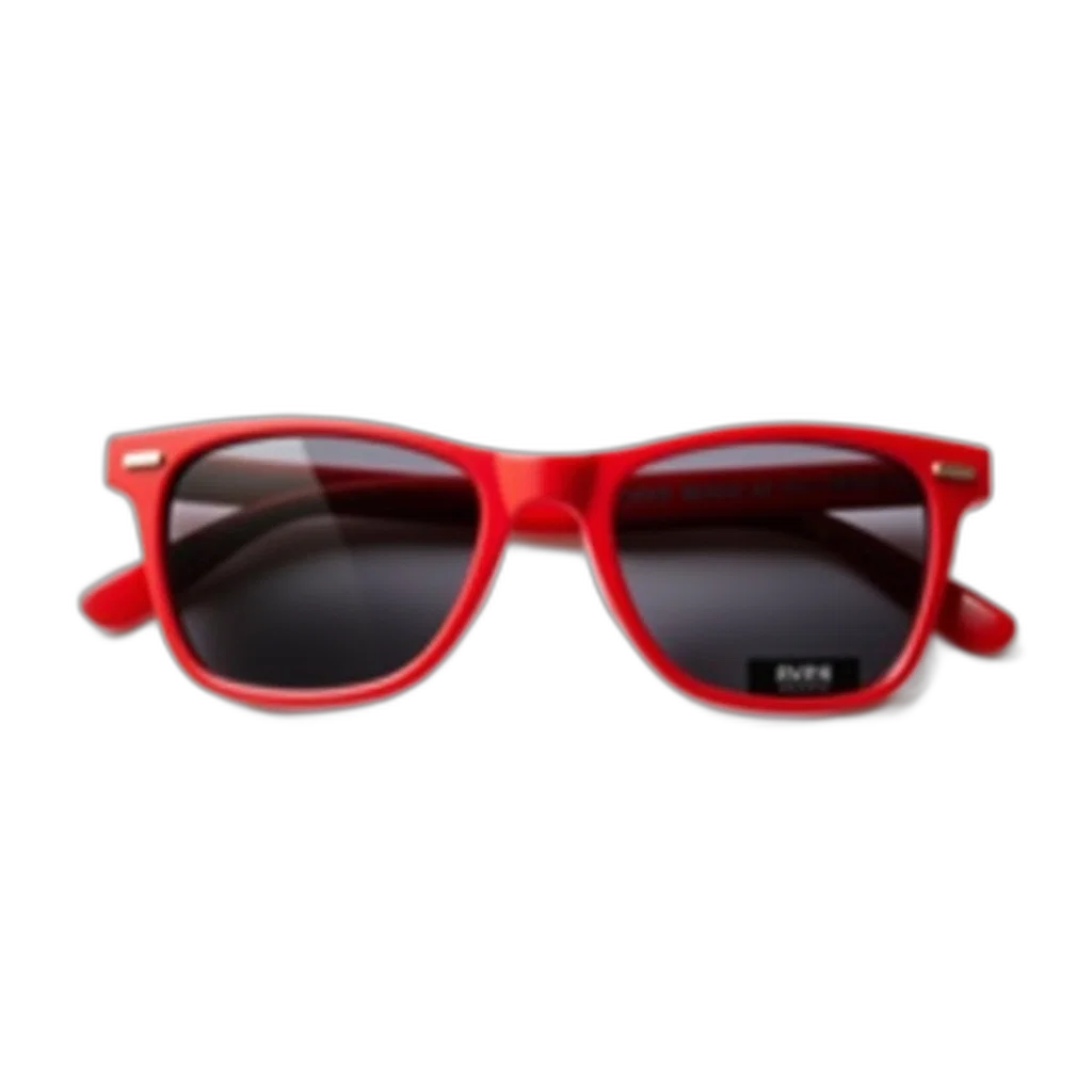 3d render, photorealistic, red, pair, sunglasses, black, frames, logo transparent PNG cut-out