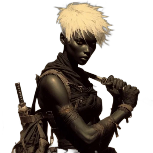 weapon, staff, concept art, cyberpunk, fantasy art, comic book art, dark, monochrome transparent PNG cut-out