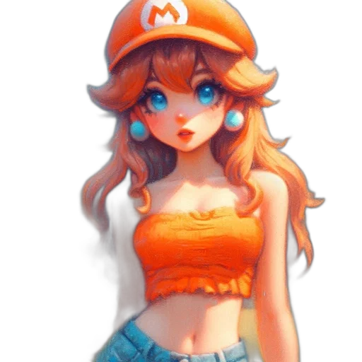 dress, hat, crown, face, pixel art, concept art, 3d render, watercolor transparent PNG cut-out