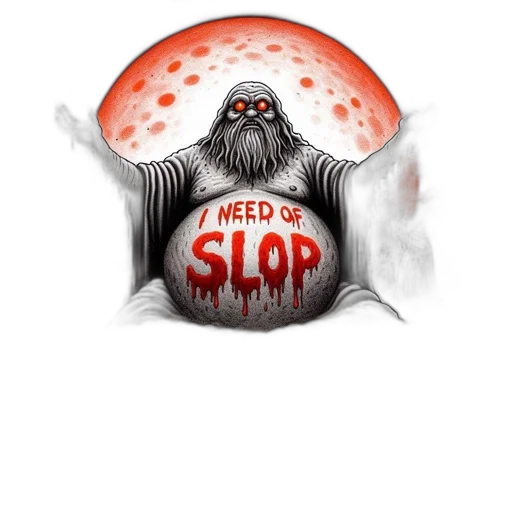 concept art, imposing, figure, glowing, red, eyes, message, written transparent PNG cut-out