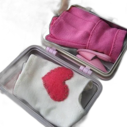 jewelry, doll, suitcase, open, reveal, white, shirt, red transparent PNG cut-out