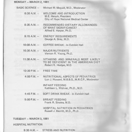 schedule, conference, monday, tuesday, march, 2nd, 3rd, 1981 transparent PNG cut-out