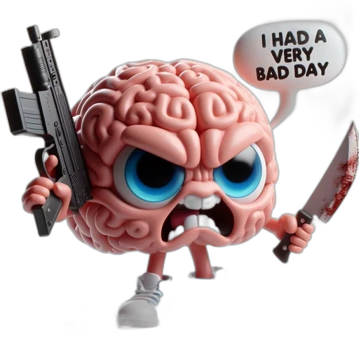 weapon, robot, 3d render, concept art, anthropomorphic, brain, character, wielding transparent PNG cut-out