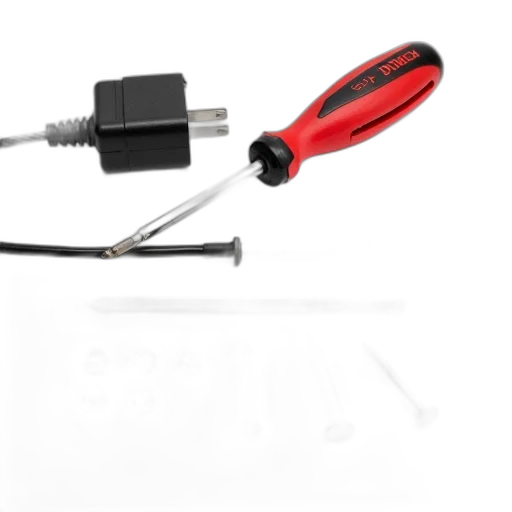 staff, weapon, red, screwdriver, black, handle, placed, white transparent PNG cut-out