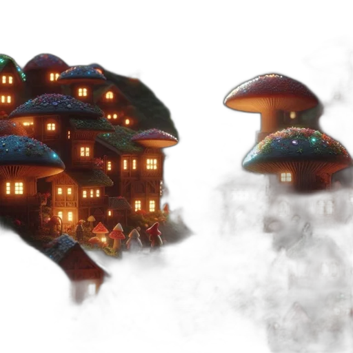 hat, umbrella, concept art, 3d render, fantasy art, photorealistic, fog, snow transparent PNG cut-out