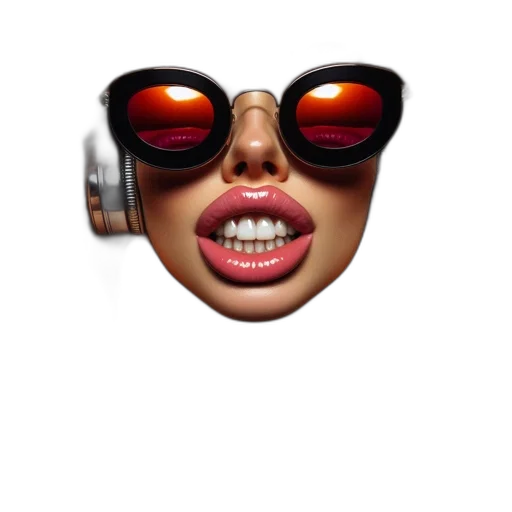 face, mask, 3d render, cartoon, photorealistic, close-up, woman, wears transparent PNG cut-out